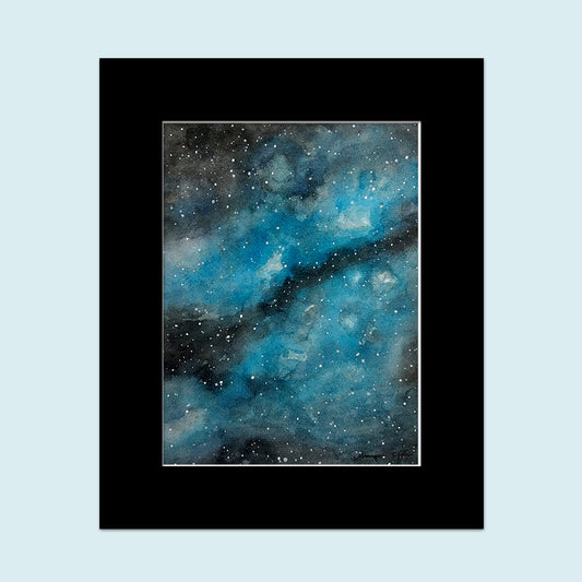 "Mystic Blue Galaxy" Watercolor Painting