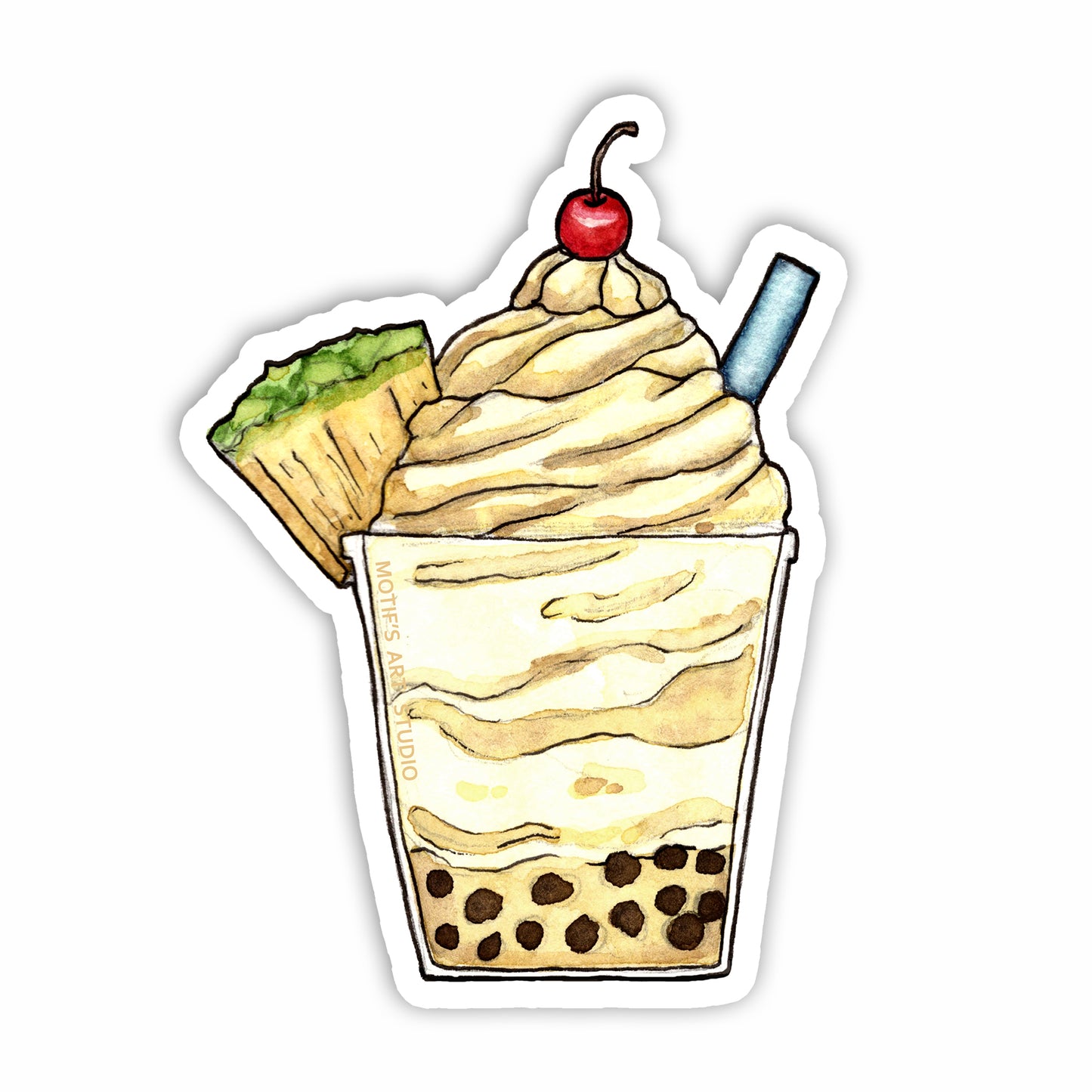 Pineapple Dole Whip Boba Sticker