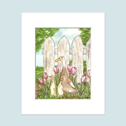 "Ducks in Springtime" Watercolor Painting