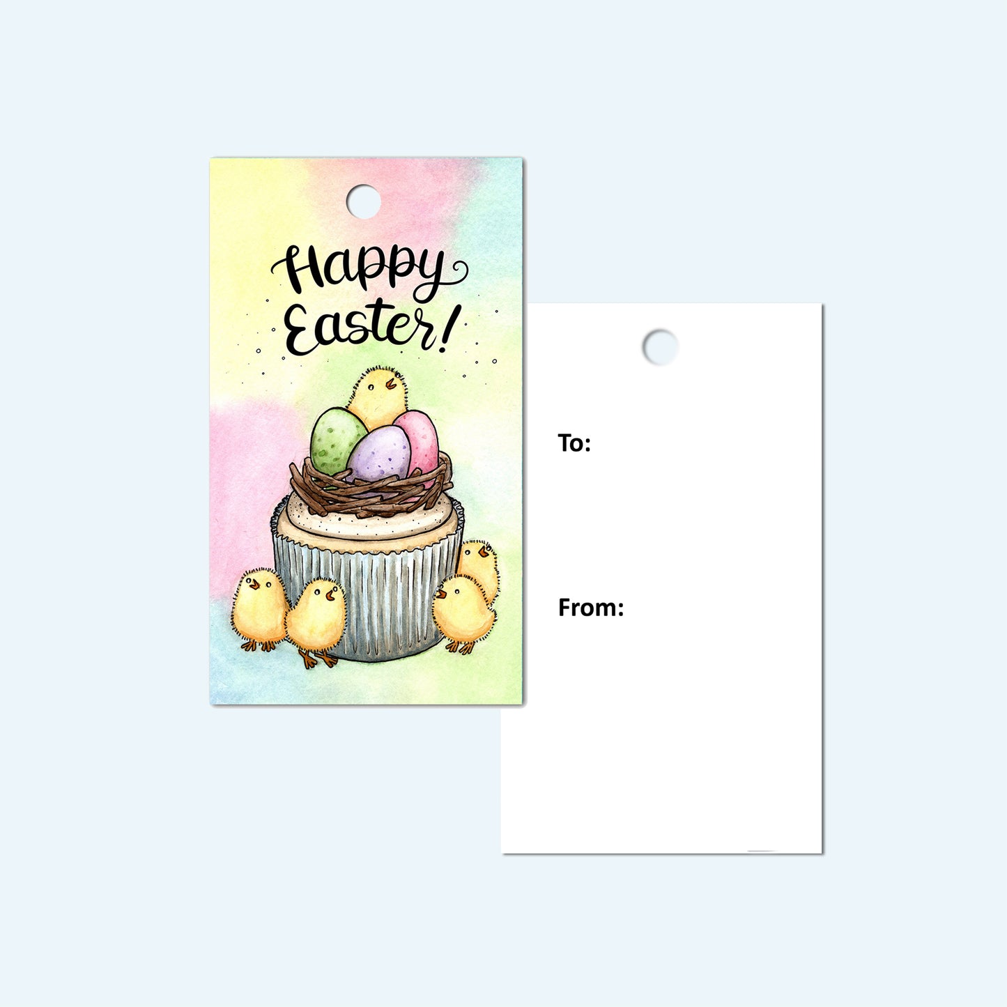 Easter Chick Cupcake Gift Tag, Set of 4