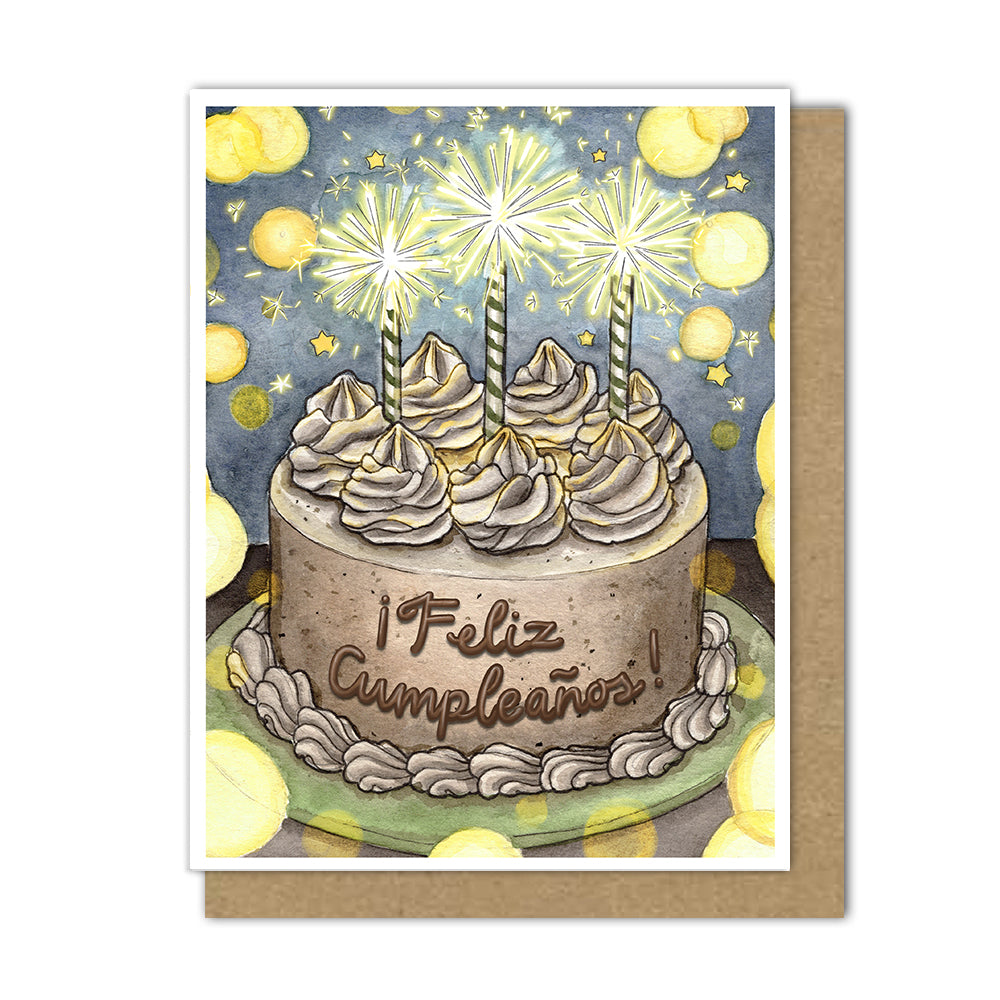 Sparkler Birthday Cake Card (English/Spanish)