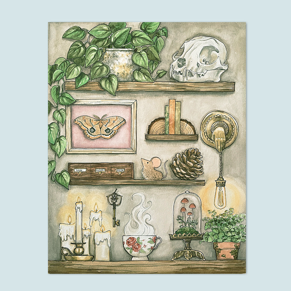 "Wall of Oddities" Watercolor Painting