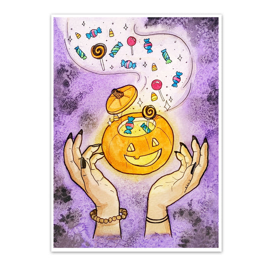 Trick or Treat Witch Art Print