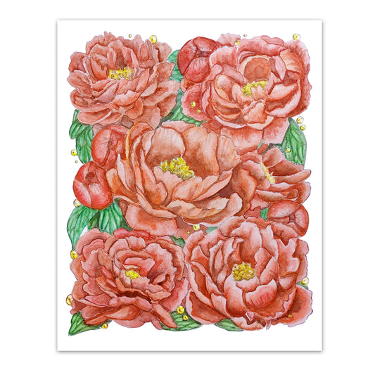Ruby Peonies Art Print