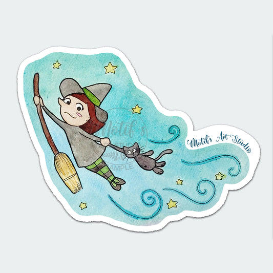 Flying Witch Vinyl Sticker