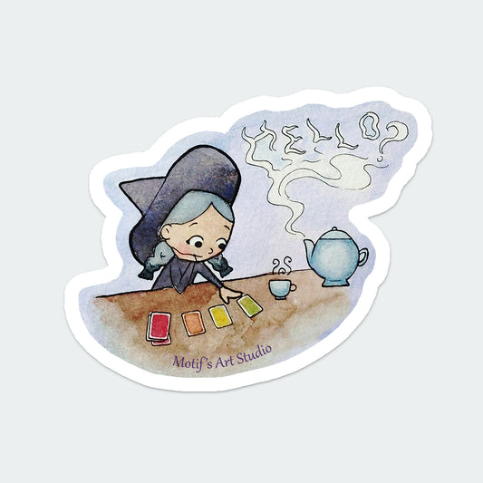 Witch with Tarot Cards Vinyl Sticker