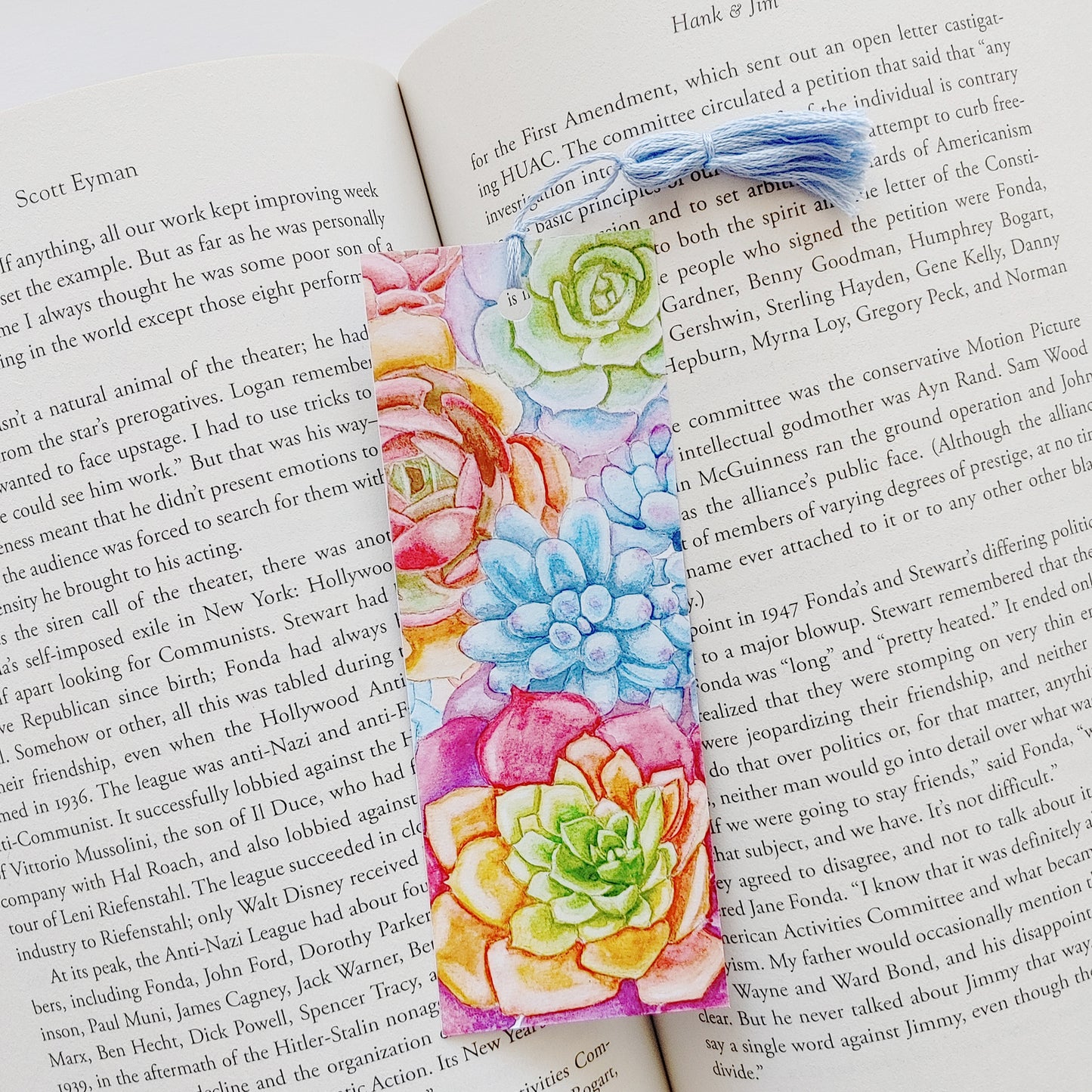 Blue Succulent Bookmark