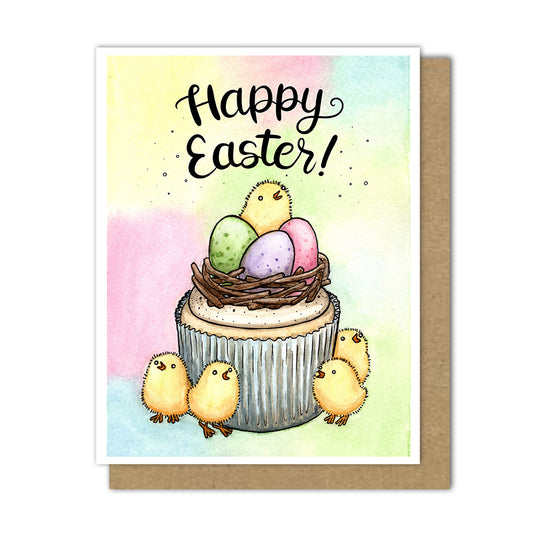 Easter Chick Cupcake Greeting Card