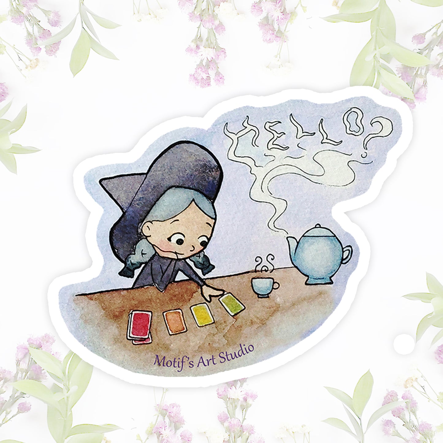 Witch with Tarot Cards Vinyl Sticker