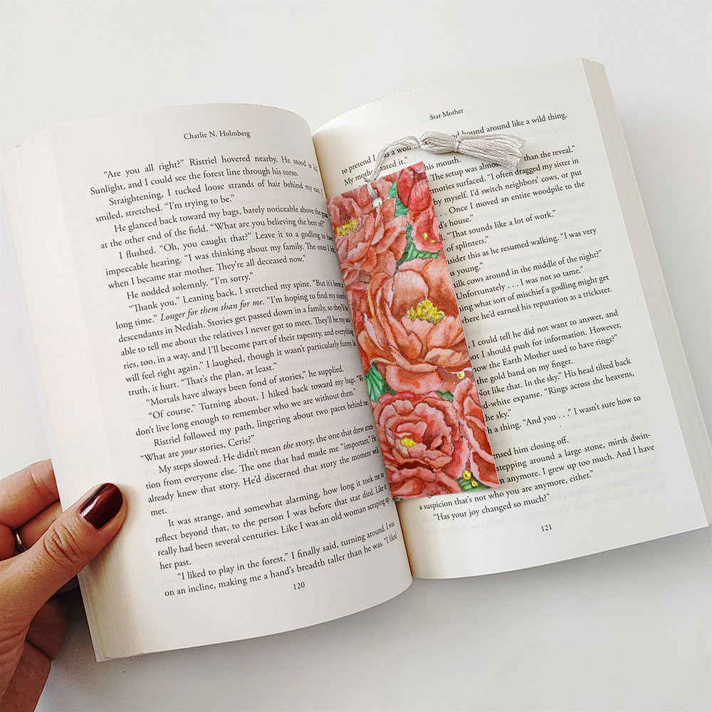 Ruby Peonies Bookmark
