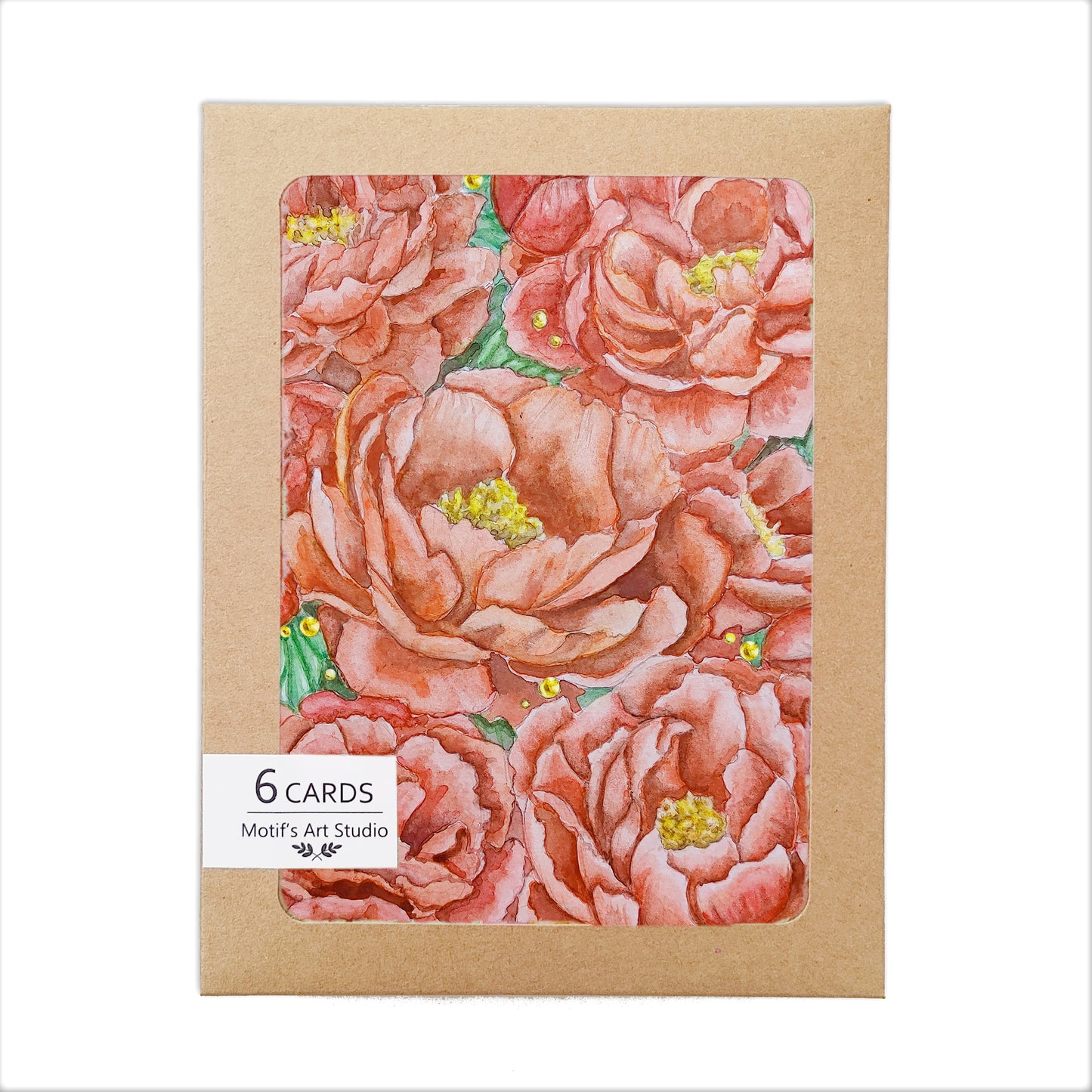Ruby Peonies Cards, Set of 6