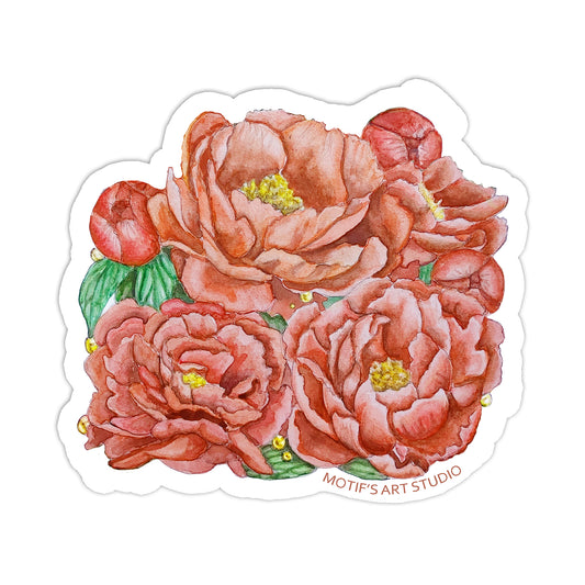 Ruby Peonies Sticker