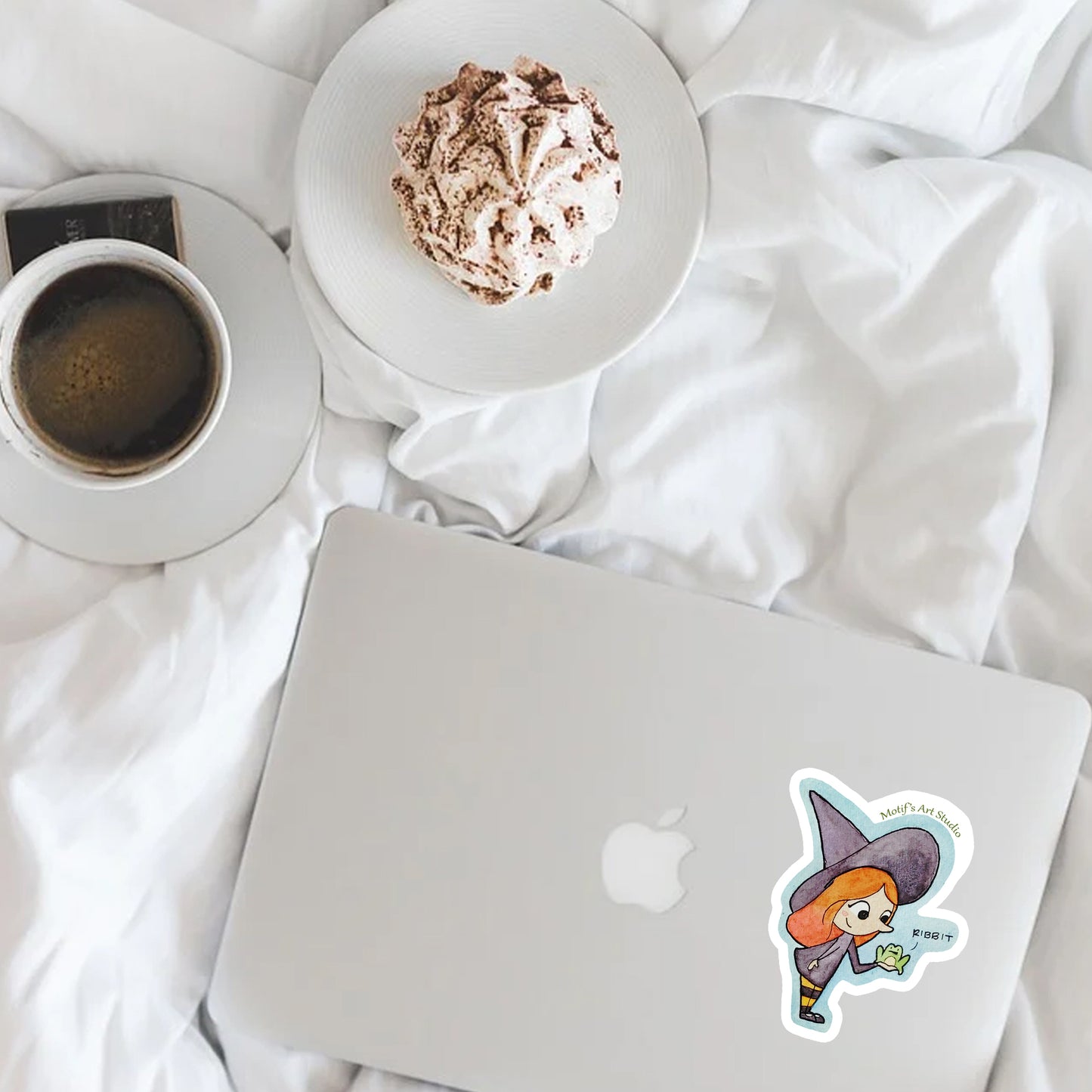 Witch with Frog Vinyl Sticker