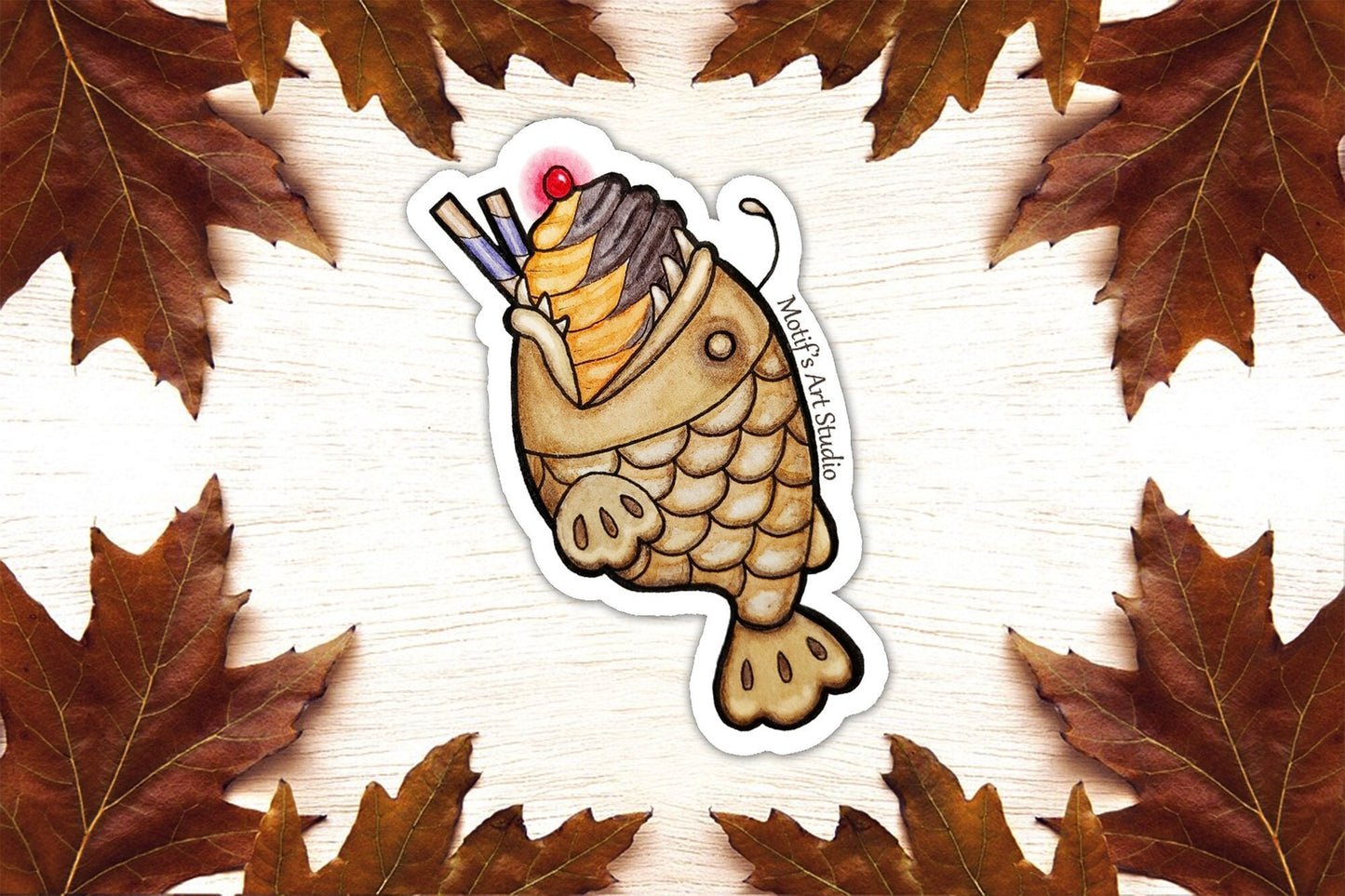 Taiyaki Angler Fish Cone Vinyl Sticker