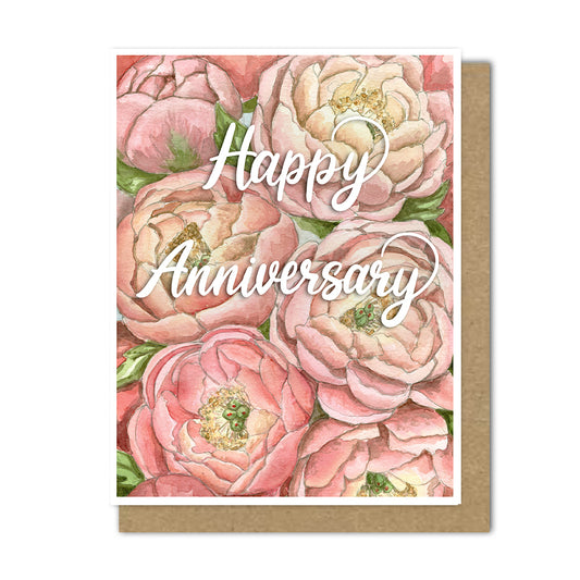 Happy Anniversary Peonies Card