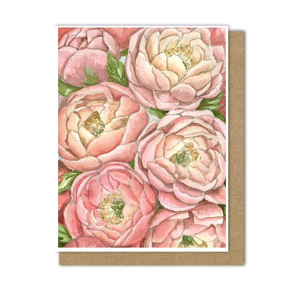 Blooming Pink Peonies Set of 6