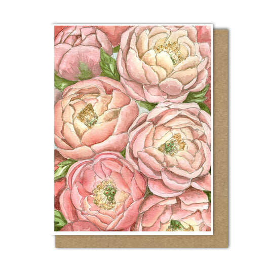 Blooming Pink Peonies Set of 6