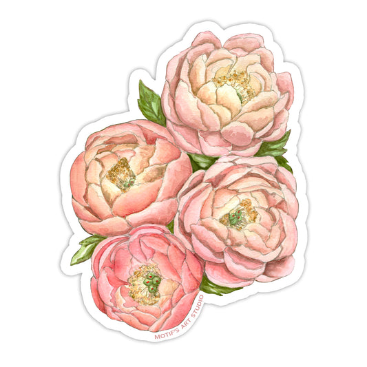 Pink Peonies Sticker