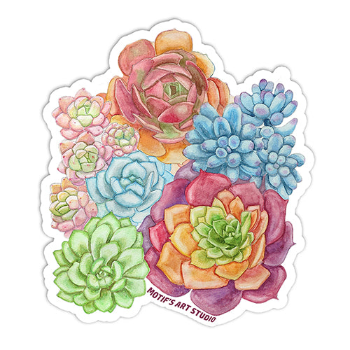 succulent plant stickers Colorful Succulents Sticker – Motif's Art Studio