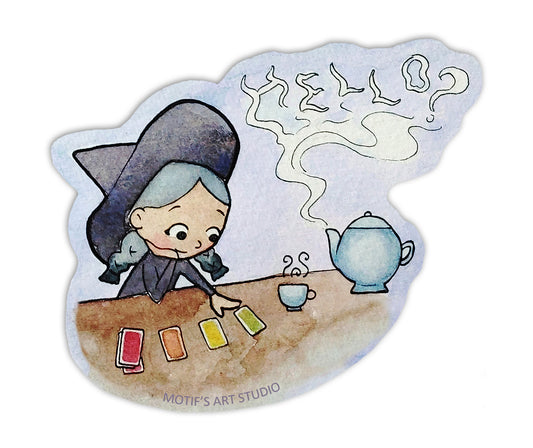 Witch with Tarot Cards Vinyl Sticker