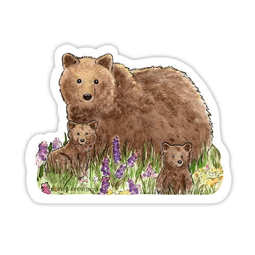 Bears with Wildflowers Sticker