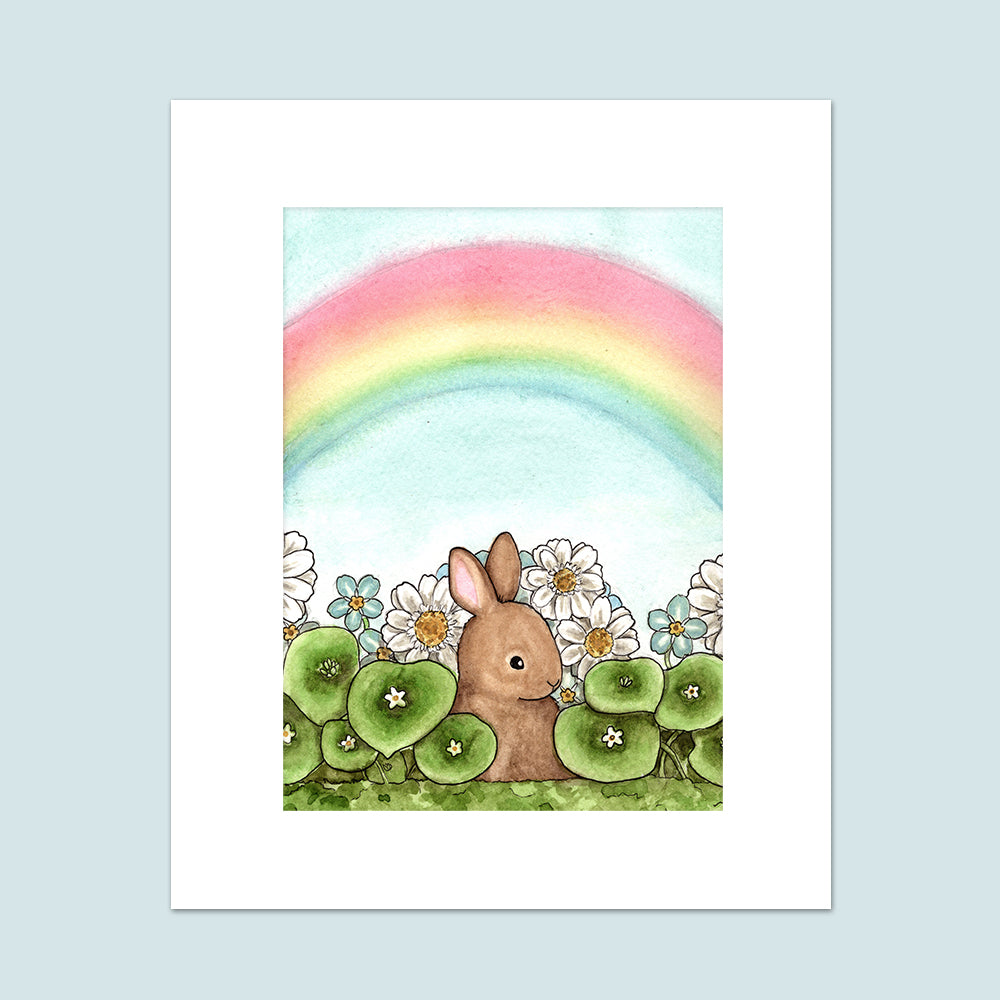 "Rainbow Bunny" Watercolor Painting