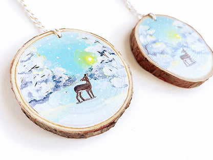 Deer in Snow at Sunrise Ornament