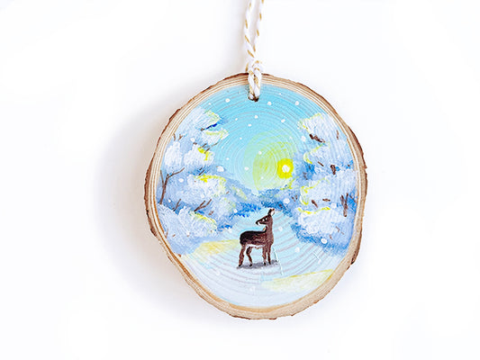 Deer in Snow at Sunrise Ornament