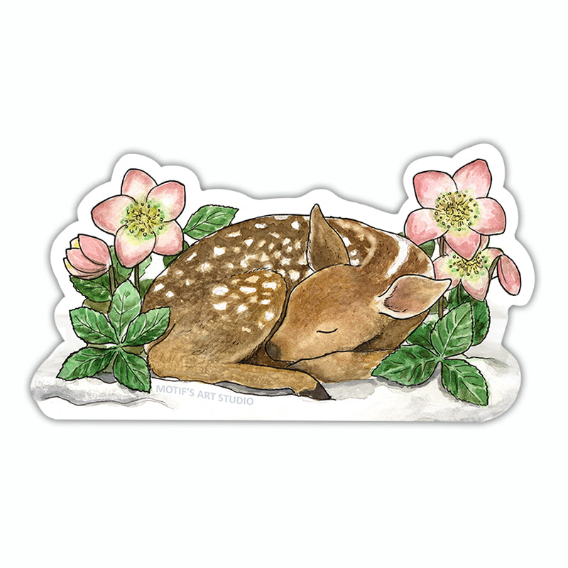 Sleeping Fawn Sticker