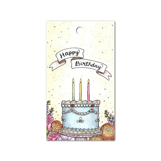 Floral Birthday Cake Gift Tag, Set of 4