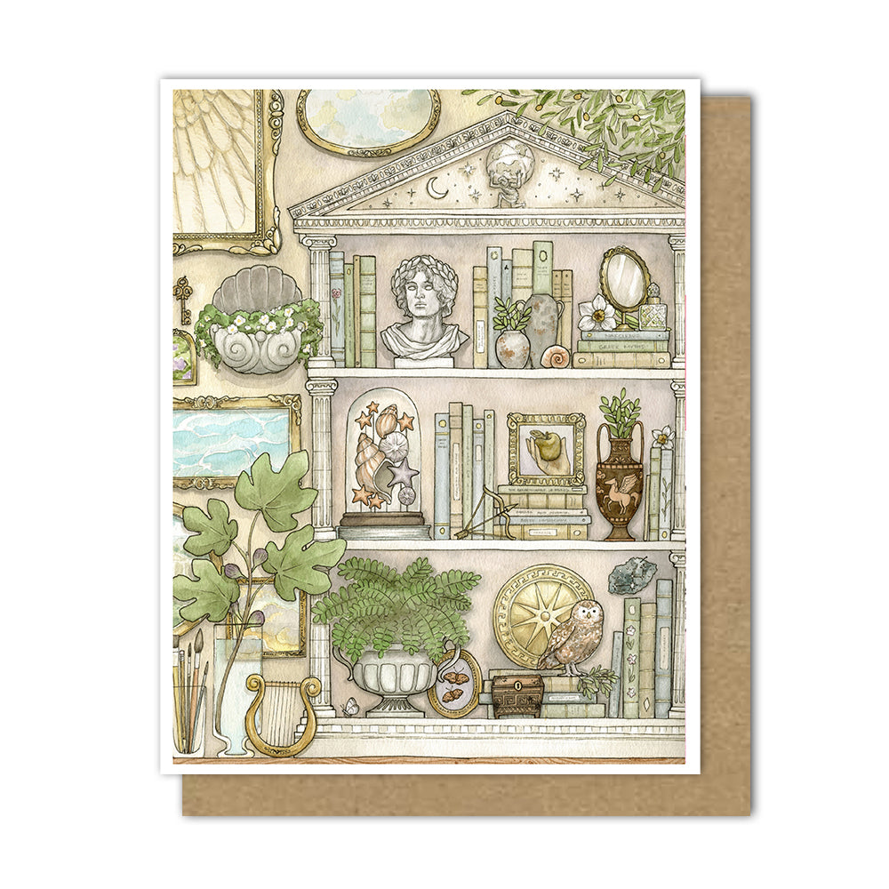 "Greek Mythology Bookcase" Greeting Card