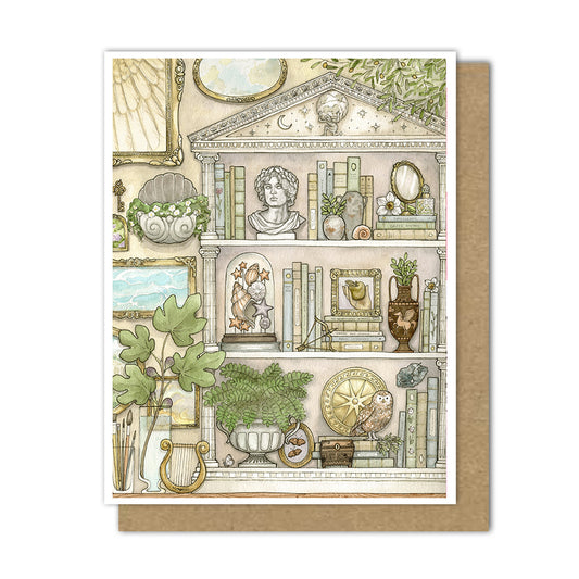 "Greek Mythology Bookcase" Greeting Card