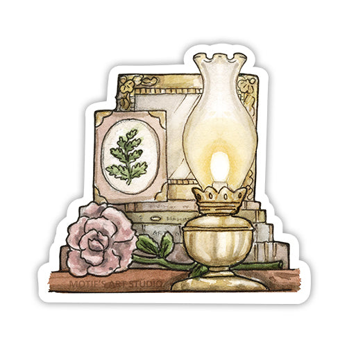 Oil Lamp with Books Sticker