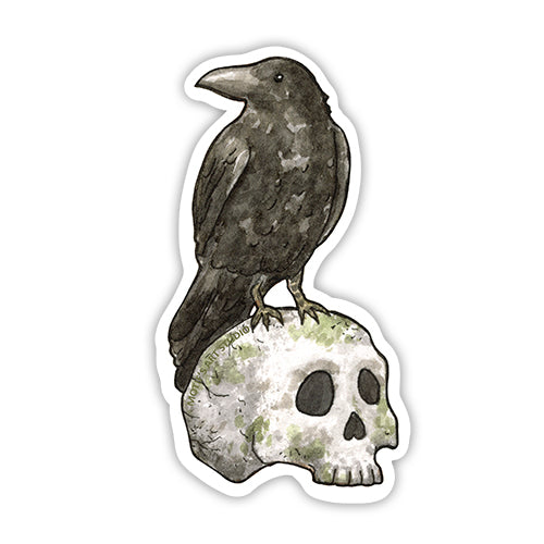 Raven with Skull Sticker