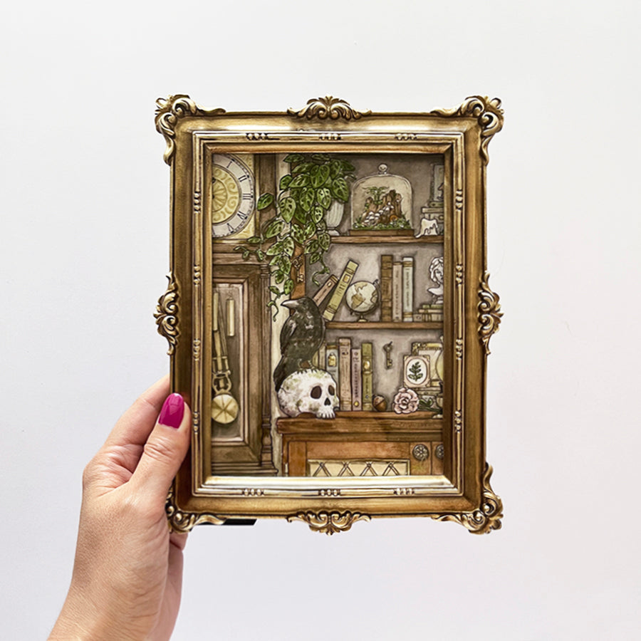 "Library of Oddities" Framed 5"x7" Art Print