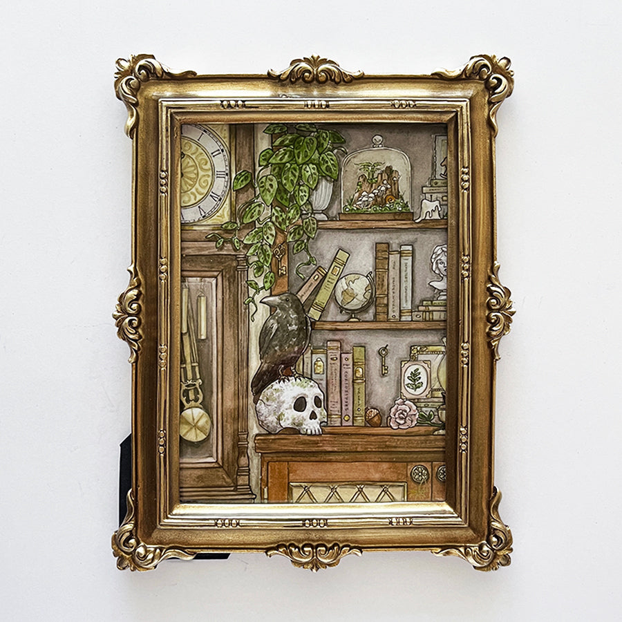 "Library of Oddities" Framed 5"x7" Art Print