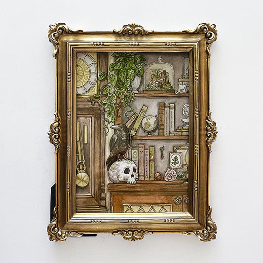 "Library of Oddities" Framed 5"x7" Art Print