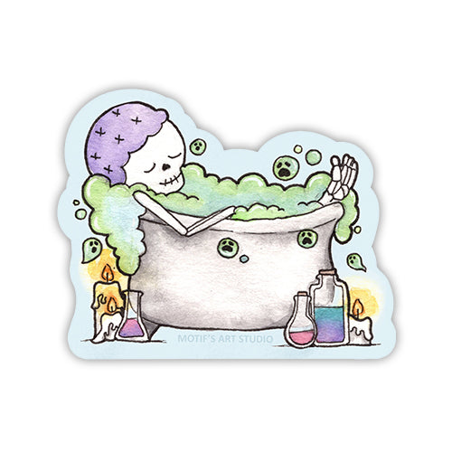 Skeleton in Bathtub Sticker