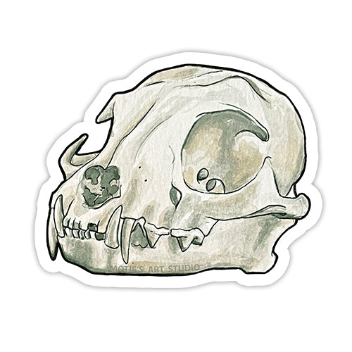 sticker of a bobcat skull