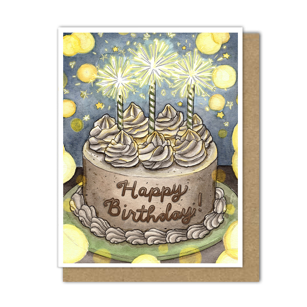 Sparkler Birthday Cake Card (English/Spanish)