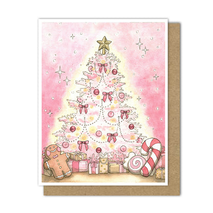 Welcome Christmas with this gorgeous pink Christms tree adorned with pink bows and more pink ornaments! Presents under the tree, peppermint and gingerbread plushies.