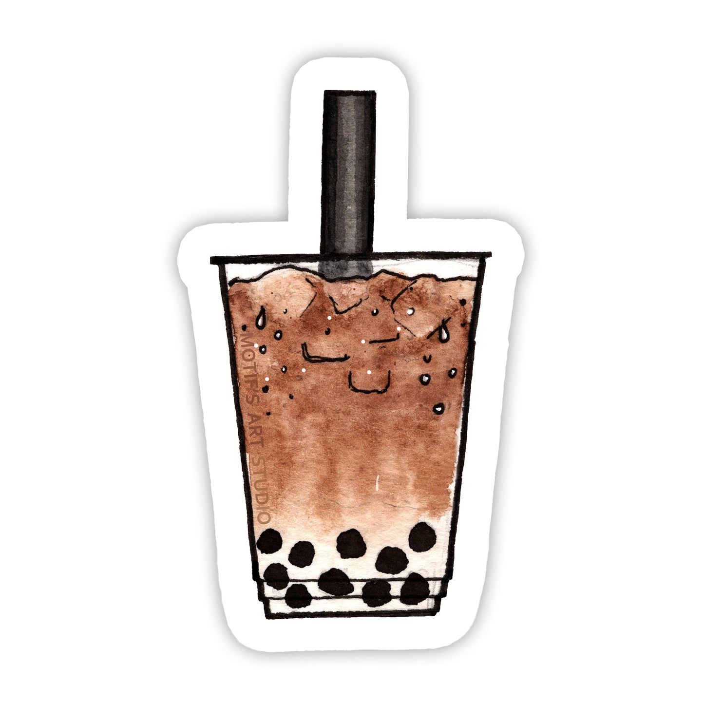 Coffee Latte with Brown Sugar Boba Sticker